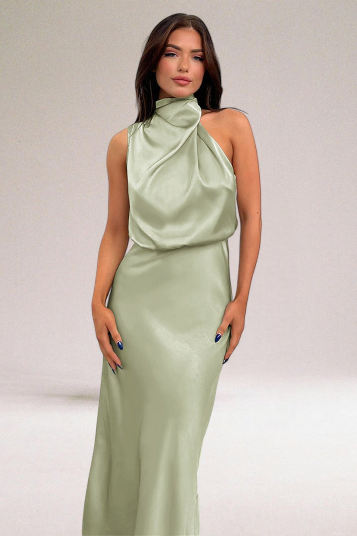 Anna™ | Glamourös Satin Halterklänning