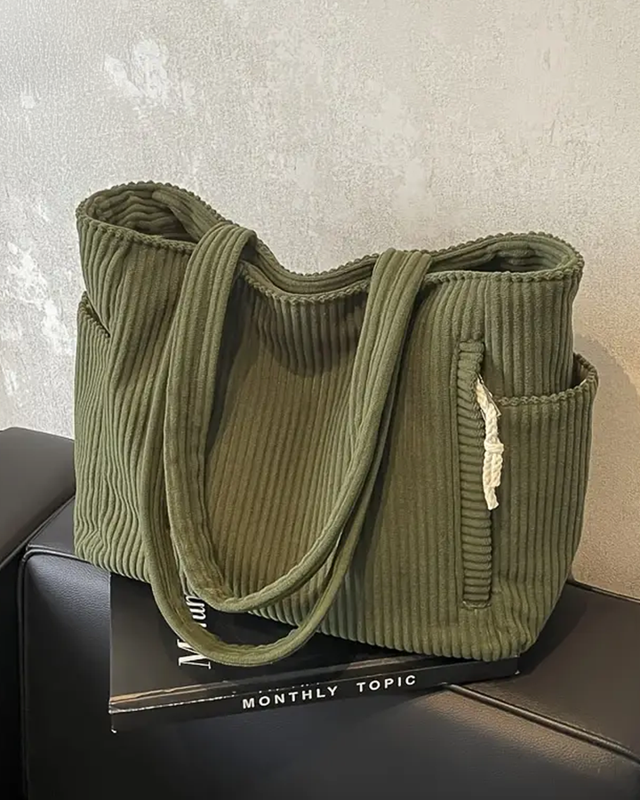Lykke™ – Ribbad totebag med dragskodetalj