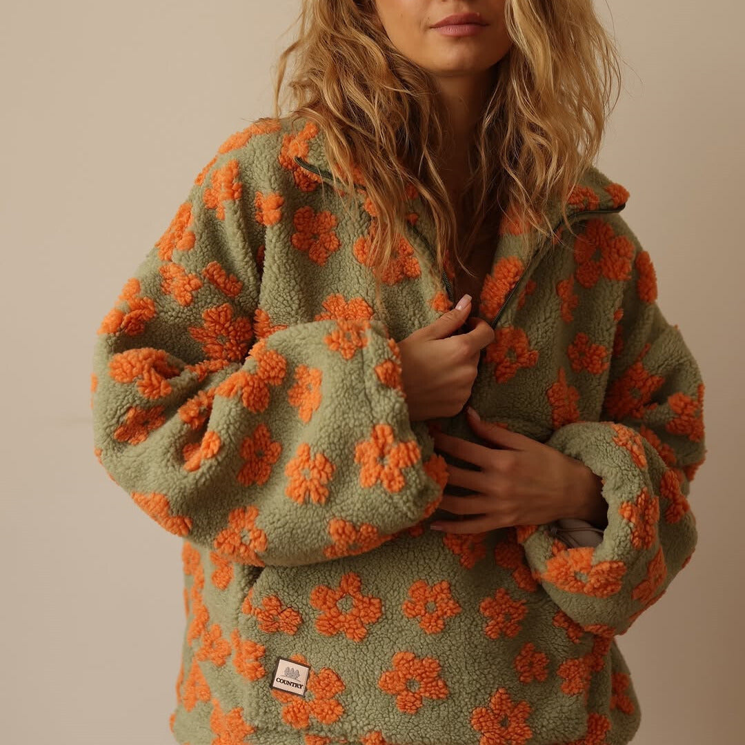 Sissela™ – Mysig fleece-tröja med retro blomprint