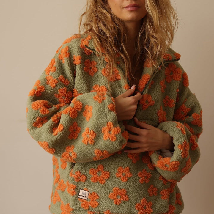 Sissela™ – Mysig fleece-tröja med retro blomprint