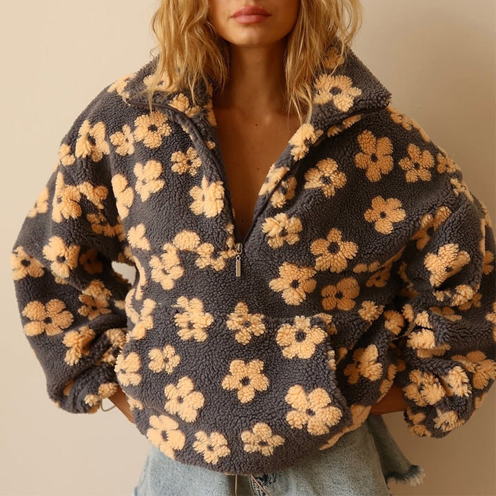 Sissela™ – Mysig fleece-tröja med retro blomprint