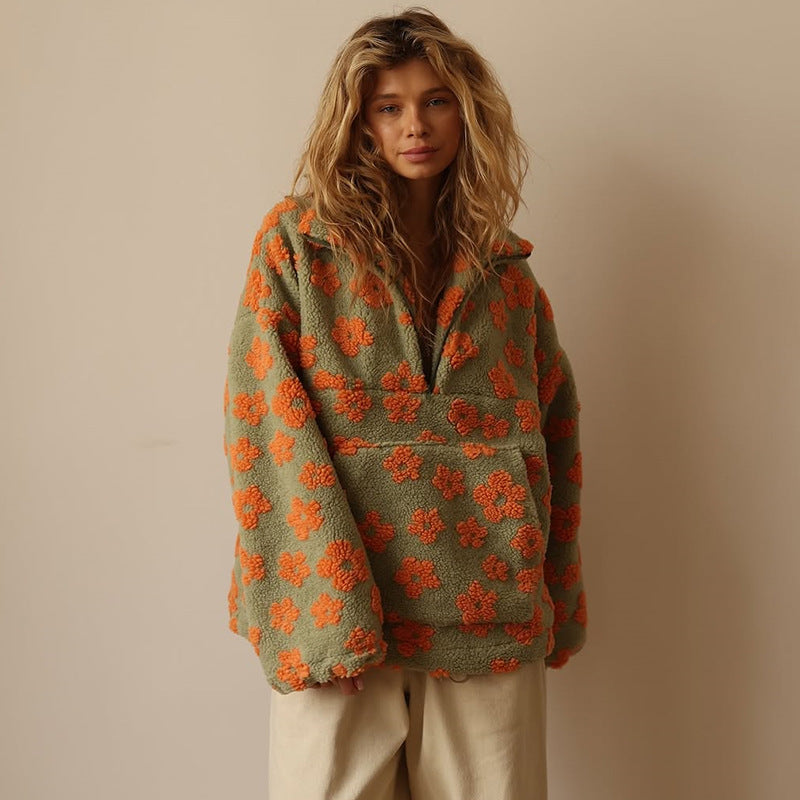 Sissela™ – Mysig fleece-tröja med retro blomprint