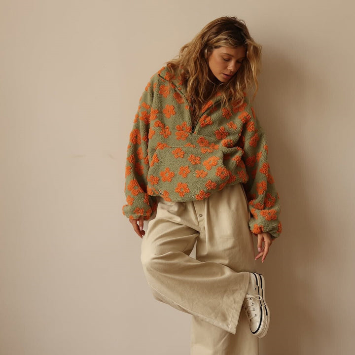 Sissela™ – Mysig fleece-tröja med retro blomprint