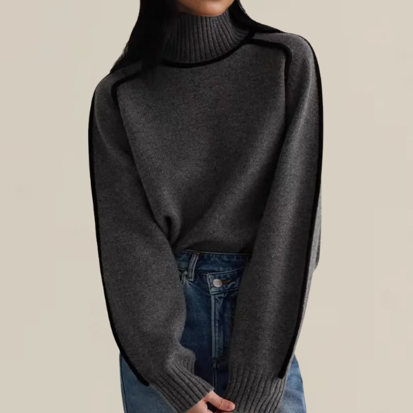Liana™ – Elegant stickad tröja med kontrastdetaljer